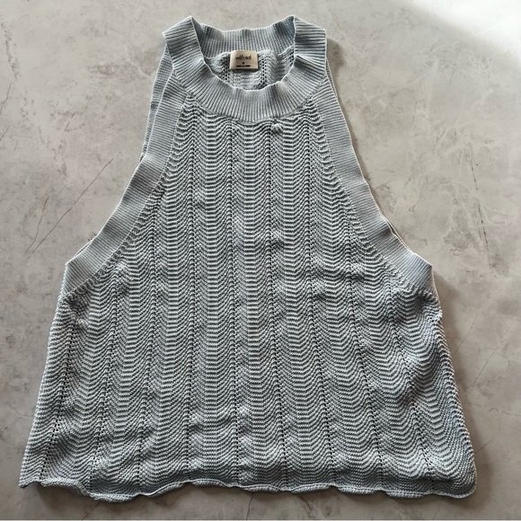 Aritzia Tops - 🍉 Aritzia Wilfred Halter Tank Baby Blue Scallop Trim Small